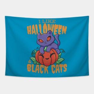 Black cat halloween Tapestry