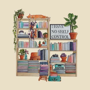 Watercolor bookshelf I have no shelf control T-Shirt