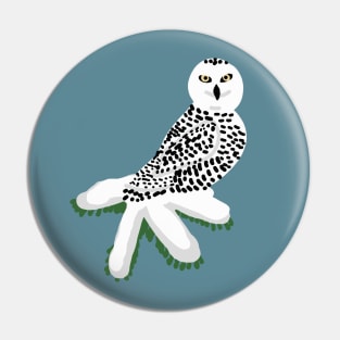 Snowy Owl Digital Art Pin