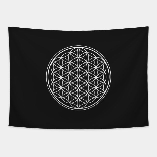 White Flower of life Tapestry by kallyfactory