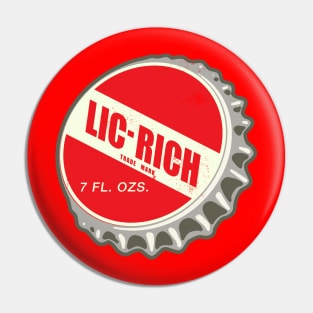 Vintage Lic Rich Licorice Soda Bottlecap Pin