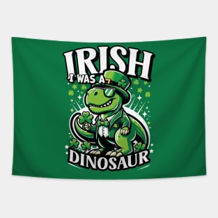 Irish I Was A Dinosaur St Patricks Day Shamrock Design Tapestry