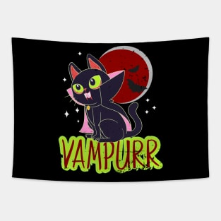 Halloween Vampire Cat Vampurr Funny Cat Lady Women Men Tapestry