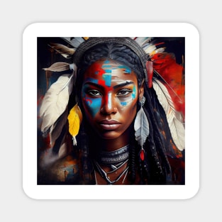 Powerful American Native Warrior Woman #2 Magnet