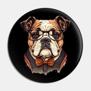 Hipster Bulldog Pin