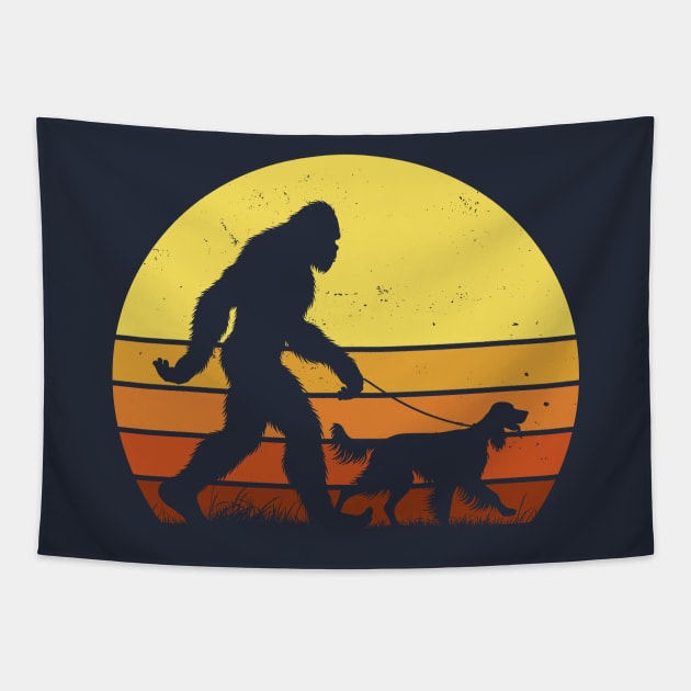 Bigfoot Walking English Setter Dog Vintage Distressed Big Dog Lover Tapestry by Cuteness Klub