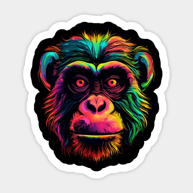 Neon Chimp #2 - Rainbow Chimp - Sticker | TeePublic