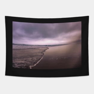 Black clouds on the beach Tapestry