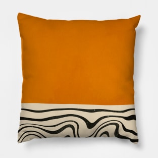 Wavy Lines - Minimalist Abstract Mid-Century Modern (Copper) Pillow