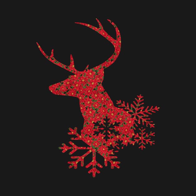 Red Poinsettia Christmas Deer by Atteestude