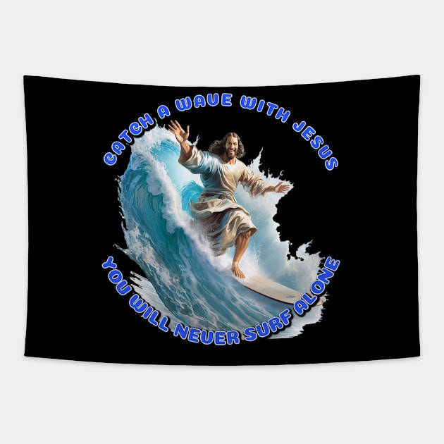 Jesus surfing Tapestry by infernoconcepts