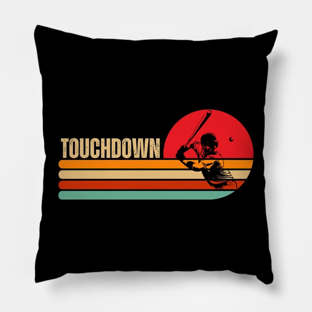 Touchdown Baseball Retro Pillow by Illustradise