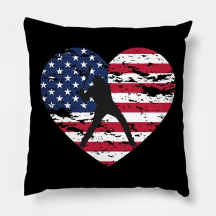 American flag Baseball team Heartshaped Pillow