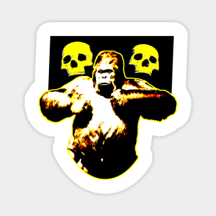 Strong gorilla orangutan with skulls Magnet