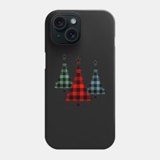 Christmas Tree Traditional Plaid Pattern on Black Phone Case