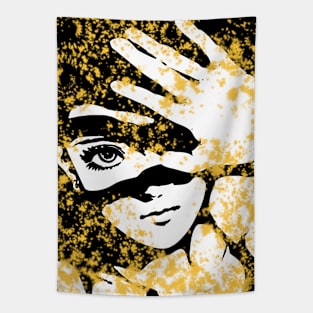 Punk Fashion Style Yellow Glowing Girl Tapestry