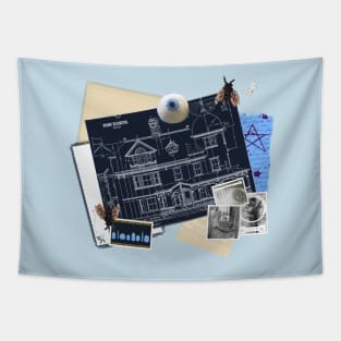 Haunted House Collage Tapestry