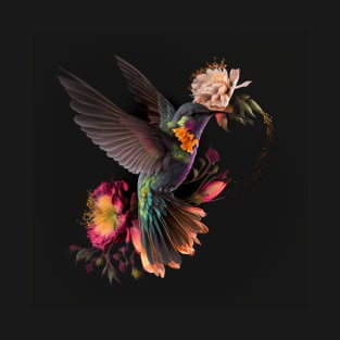 Fantasy Hummingbird with Flowers T-Shirt