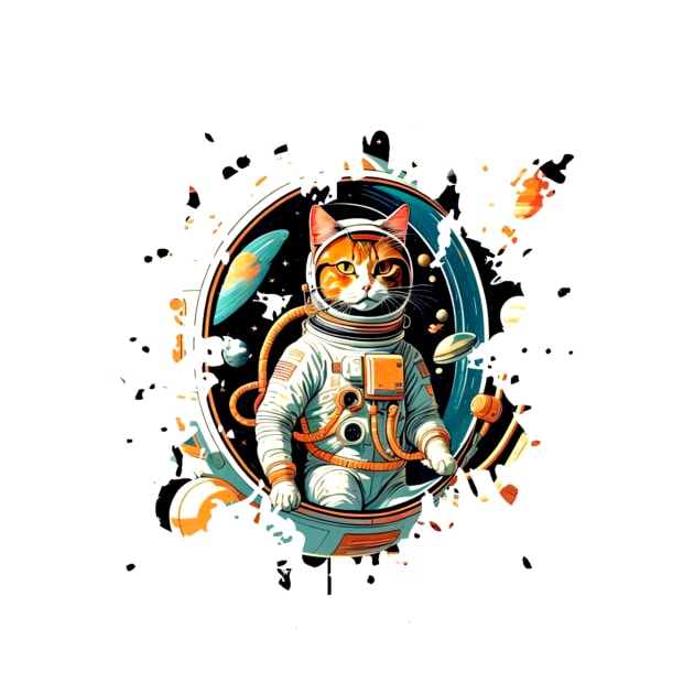 Astronaut Cat At The Space by Sugarori