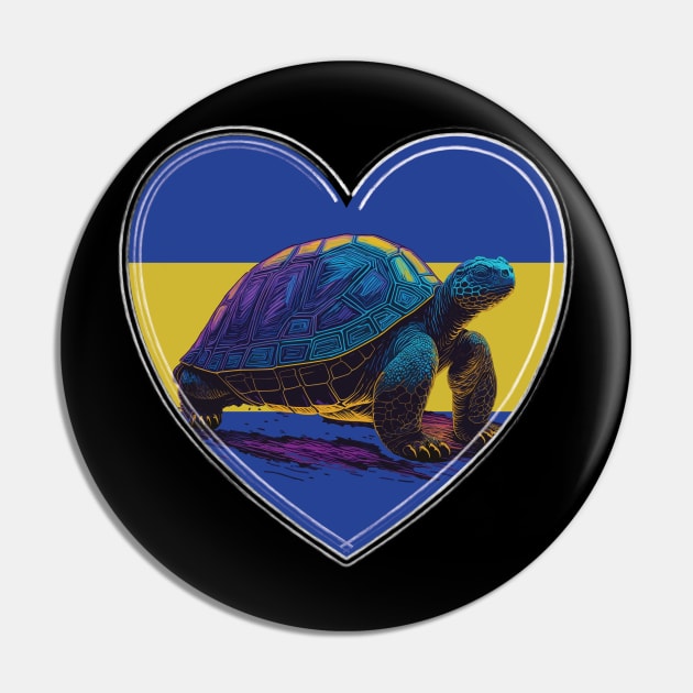 Galapagos Tortoise In Galapagos In Heart Pin by Marvinor