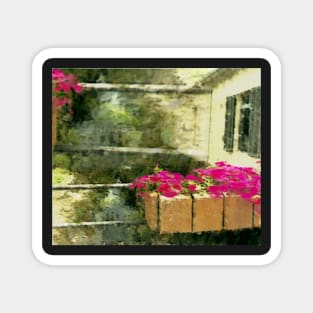 Flowers on a little pont in La Collobières, south of France Magnet