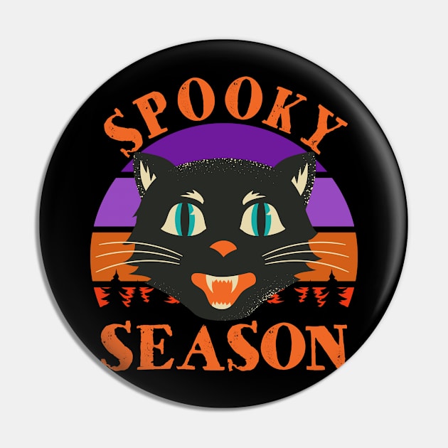 Spooky Season Halloween Black Cat Pin by CultTees