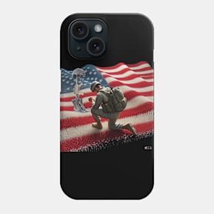 American Military Soldier and USA Flag by focusln Phone Case