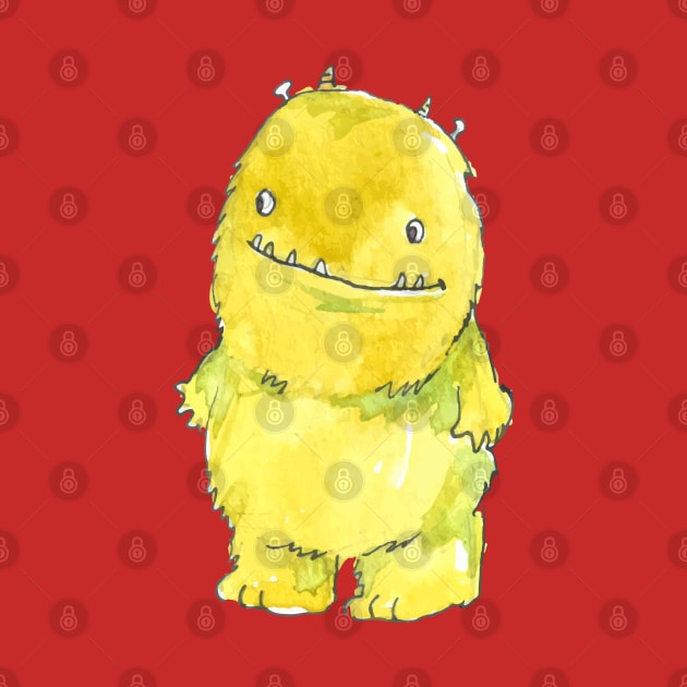 Yellow Watercolor Monster by Mako Design 