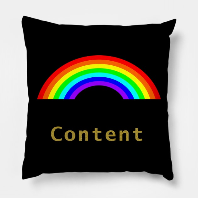 Gold Content Rainbow Pillow by ellenhenryart