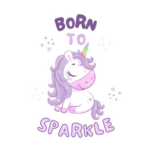 Born To Sparkle Beautiful Unicorn With Stars T-Shirt