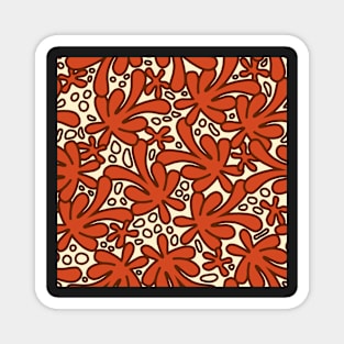 Modern abstract Matisse inspired design in beautiful earthy orange on a cream background Magnet