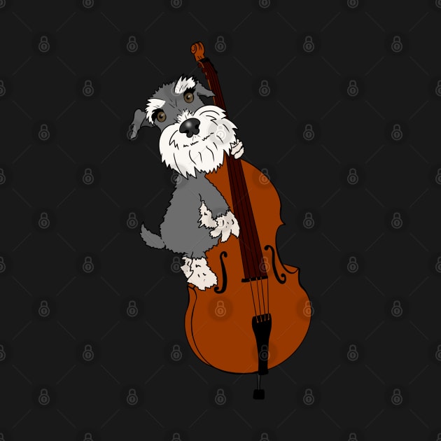 Miniature Schnauzer Funny Dog Playing Double Bass by NattyDesigns