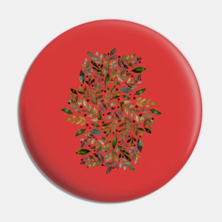 Seasonal branches and berries - green on red Pin