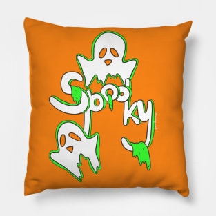 Spooky Ghosts with orange background Pillow