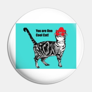 You are One Cool Cat Red Sunglasses Tabby Pin