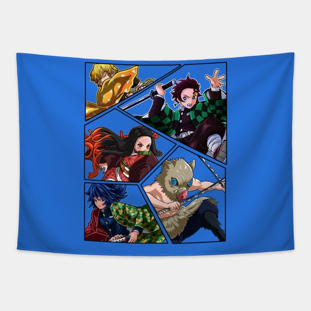 Demon Slayer Tanjiro Team Color Tapestry by Paradox Studio