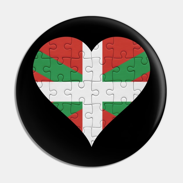 Basque Jigsaw Puzzle Heart Design - Gift for Basque With Bilbao Roots Pin by Country Flags