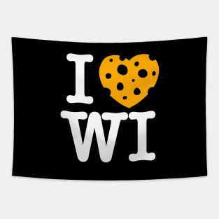 I Love Wisconsin - On Dark Background Tapestry