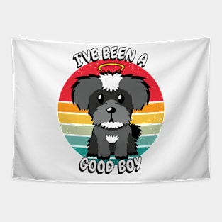 Cute schnauzer dog is a good boy Tapestry