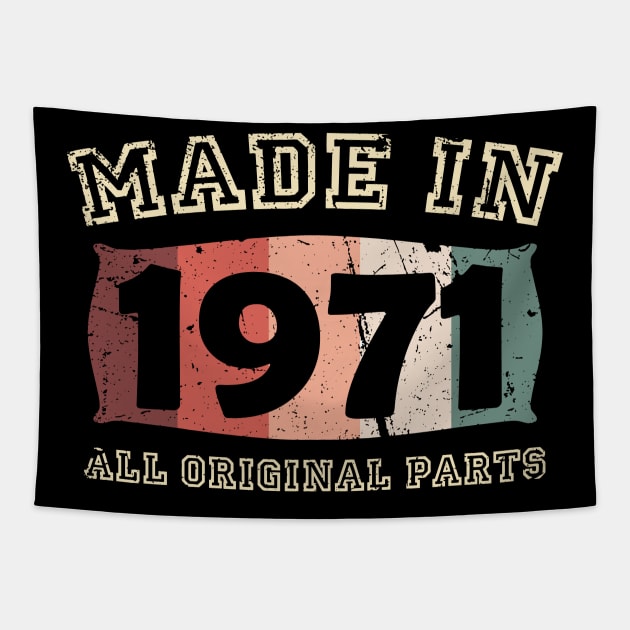 Made 1971 Original Parts 50th Birthday Tapestry by jodotodesign