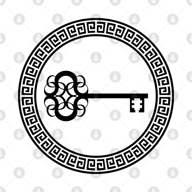 Greek Meander Symbol in Black de White by Nisuris Art