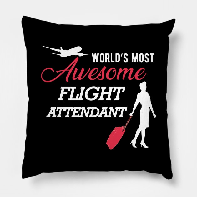 Flight Attendant - World's most awesome flight attendant Pillow by KC Happy Shop