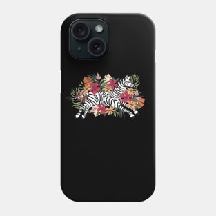 Wild Zebra Tropical Flower Phone Case