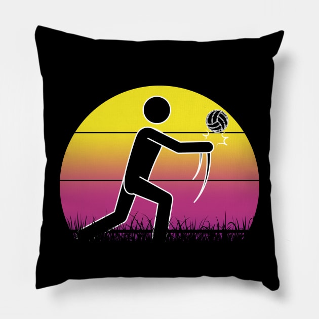 Travel back in time with beach volleyball - Retro Sunsets shirt featuring a player! Pillow by Gomqes