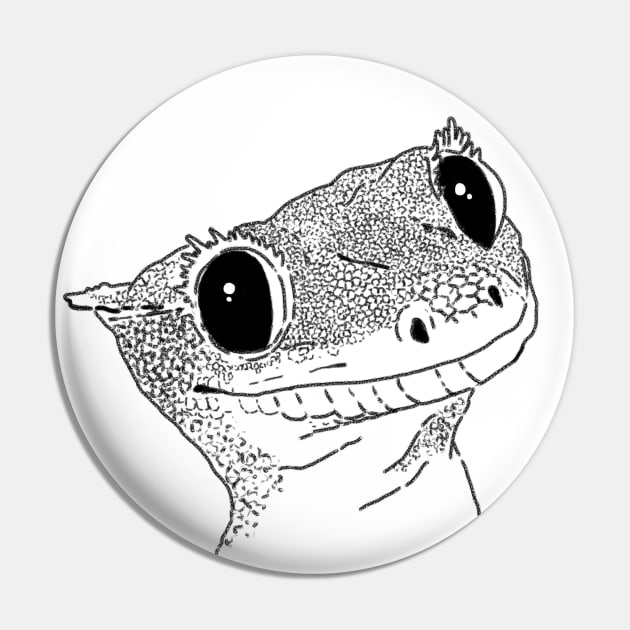 Crested Gecko Sketch, Crestie Drawing, Gecko Lover, Lizard Pin by sockdogs