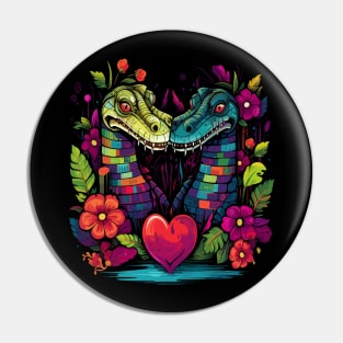 Alligator Couple Valentine Pin