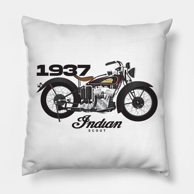 1937 Indian Scout Pillow by kindacoolbutnotreally