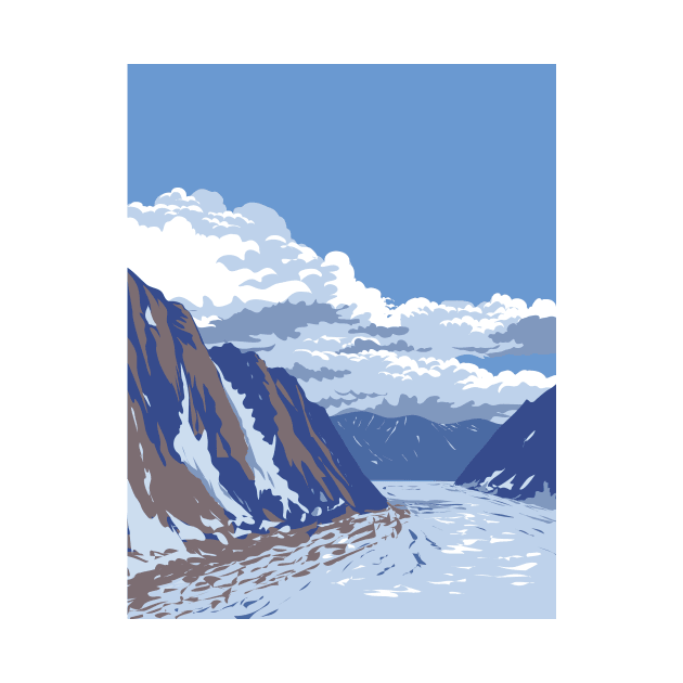 Ruth Glacier in Denali National Park in Alaska WPA Poster Art by retrovectors