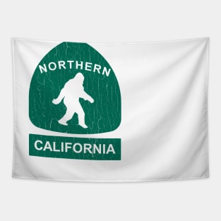 Northern California Bigfoot Sign (vintage look) Tapestry