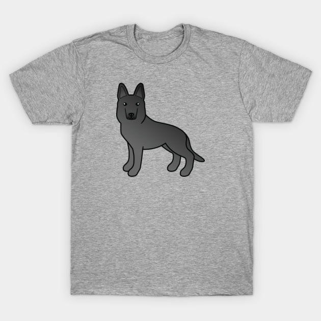 Black German Shepherd Dog Cute Cartoon Illustration German